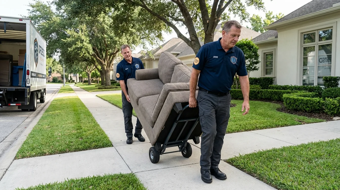 Local residential moving crew loading furniture in Tampa, FL
